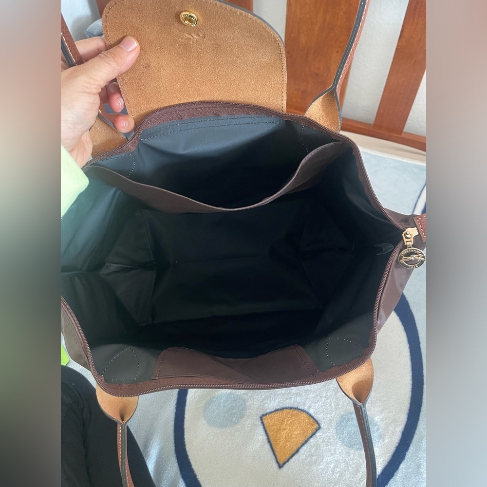 Longchamp Le Pliage folding tote bag medium size Ebony brown color - Picture 9 of 13